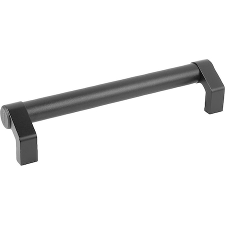 Tubular Handle Angled L=375 Aluminum, Black Powder, Comp:Thermoplastic, A=350, D=M08